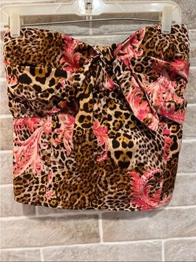 New York & Company 7th Avenue Animal Print Tube Top with Pink Floral